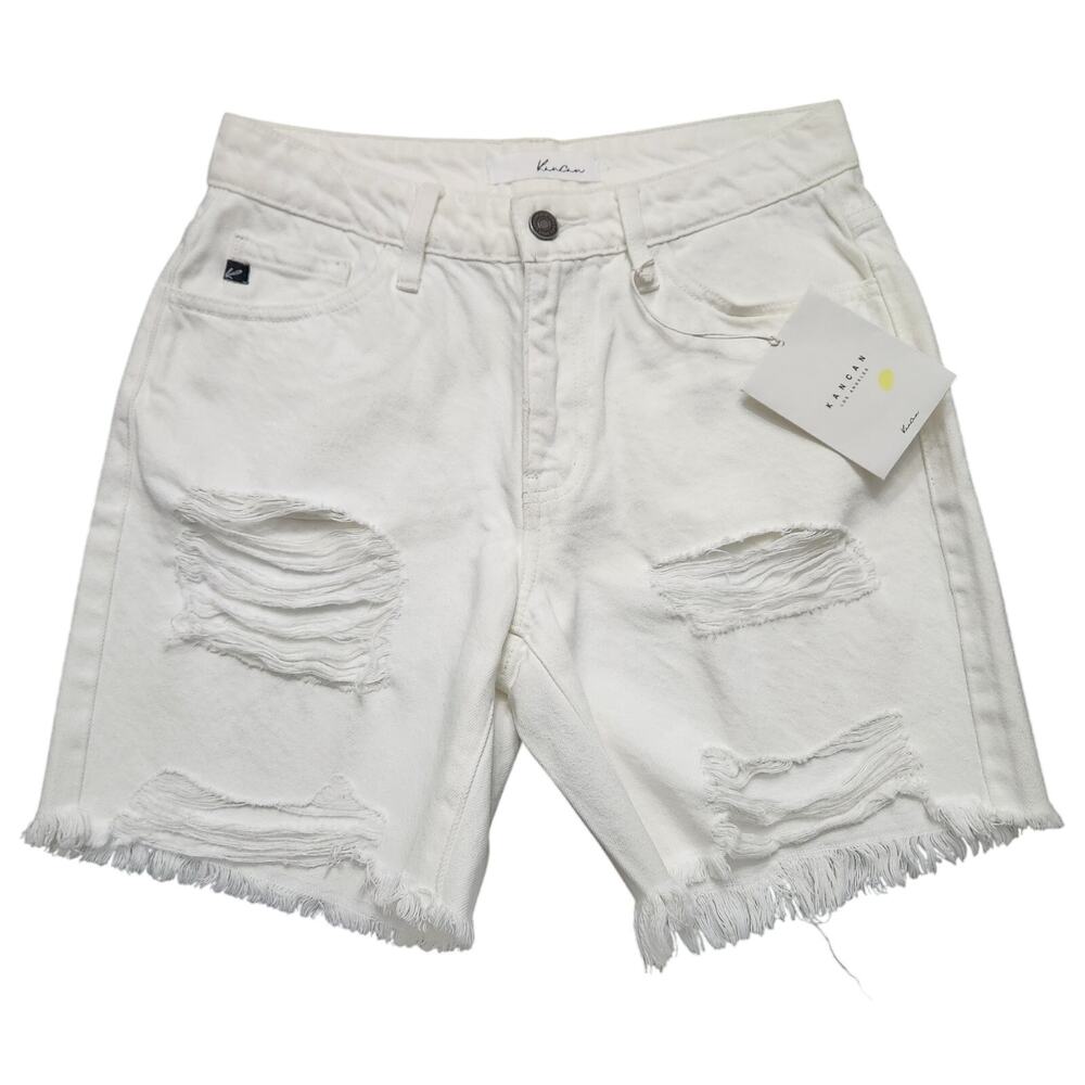 NWT KanCan White Distressed Shorts Size Small